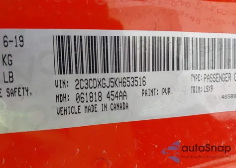 2019 Dodge Charger Scat Pack Rwd z USA, uszkodzony, nr VIN 2C3CDXGJ5KH653516